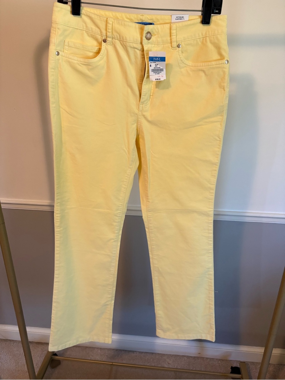 Yellow Cotton Velveteen Straight-Leg Jeans